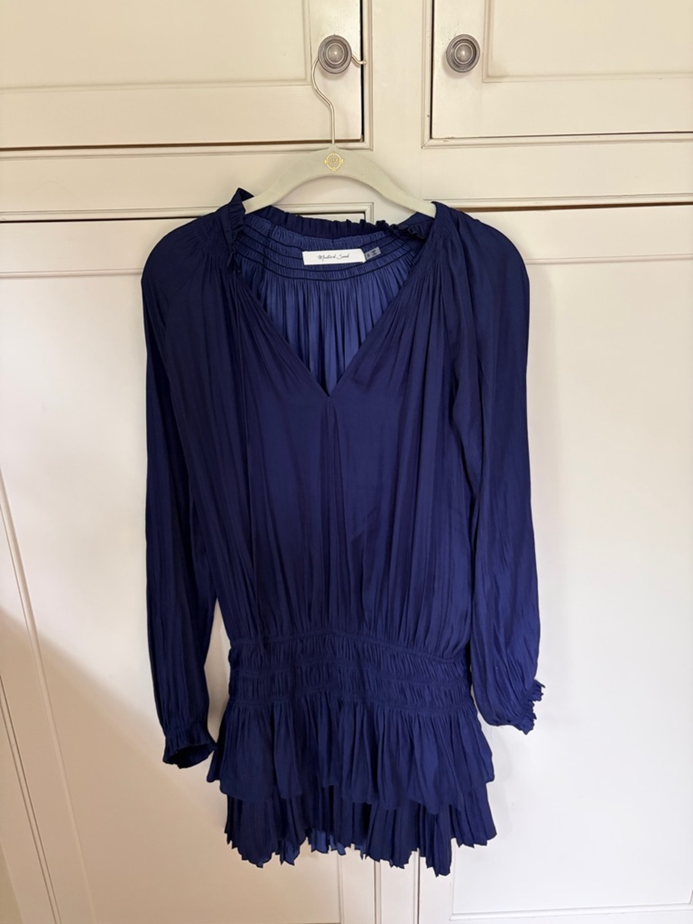 Mustard Seed Navy Blue Pleated Mini Dress